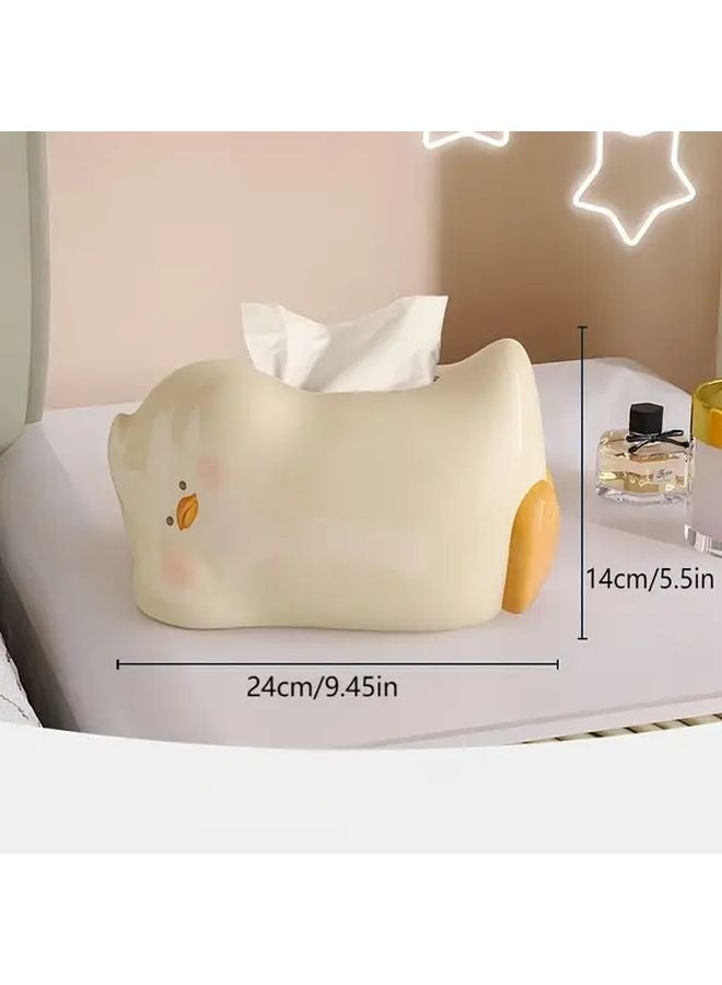 Milky White Duck Ceramic Tissue Box Holder Cute Home Decor Gift For Living Room - Image 1